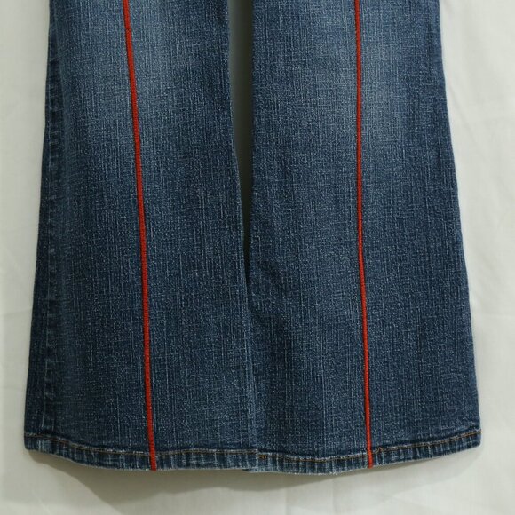 Y2K Clash Jeans USA Kids 12 Butterfly Embroidered Flare Jeans 26x26 Red Stripe - Picture 9 of 12